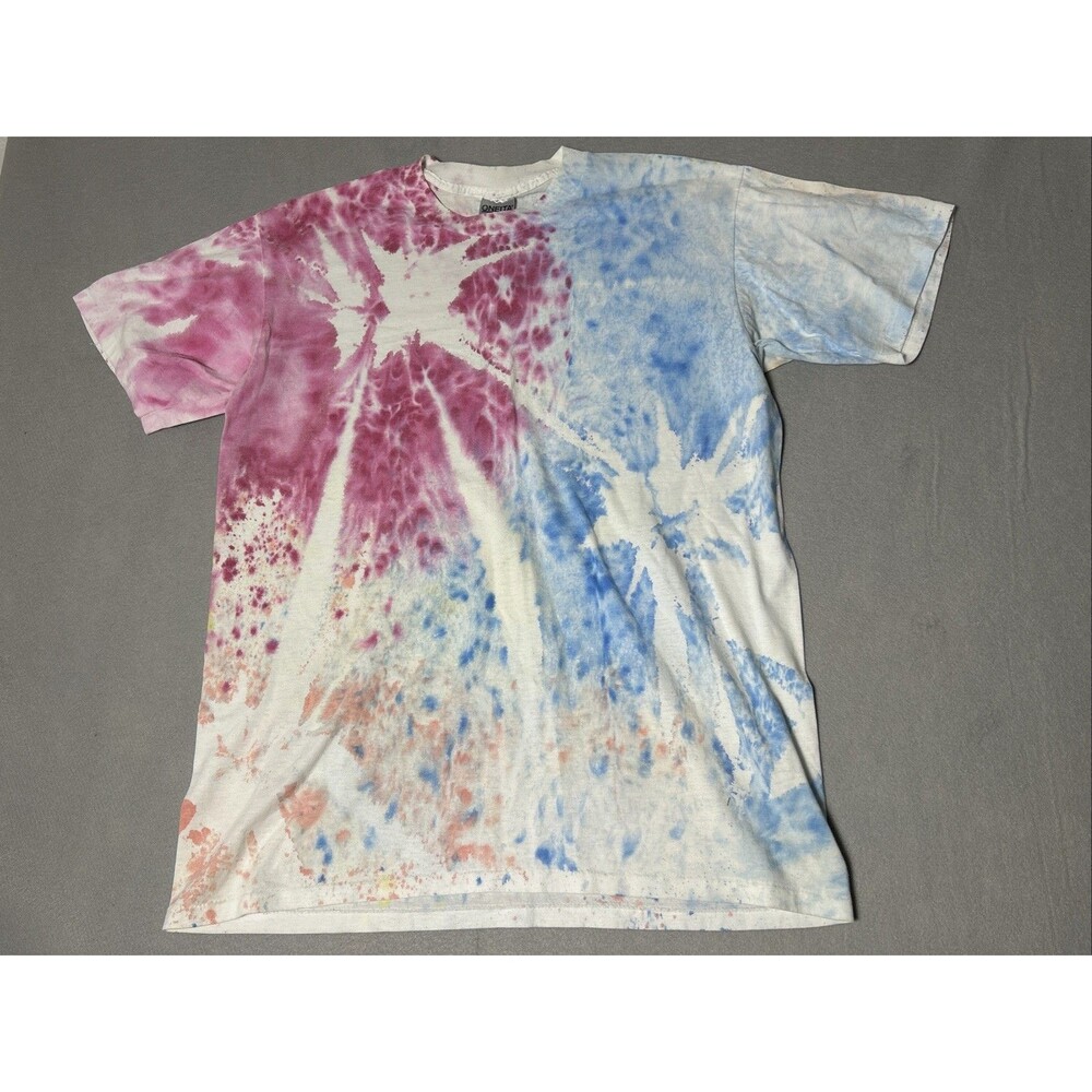 Oneita Power T-Shirt Vintage 90s, Size 2XL, Single Stitch, Tie Dye, Made in USA